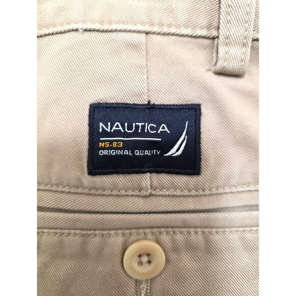 Nautica Plus Size Men's Khaki Flat Front Casual Shorts Size 42 Cotton Blend - Picture 4 of 9